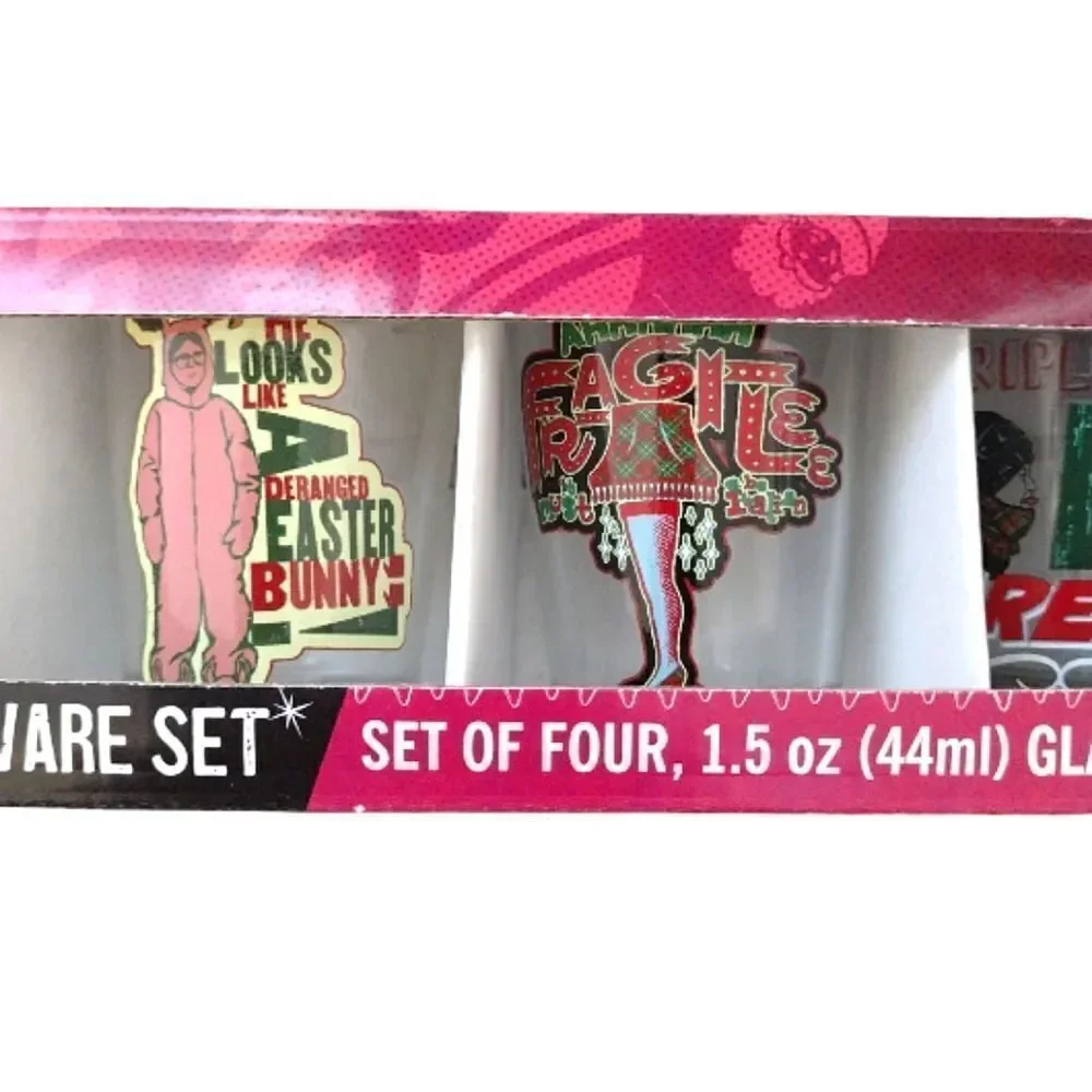 A Christmas Story Printed 1.5oz Glassware Shot Glasses Set Of 4 NWT
